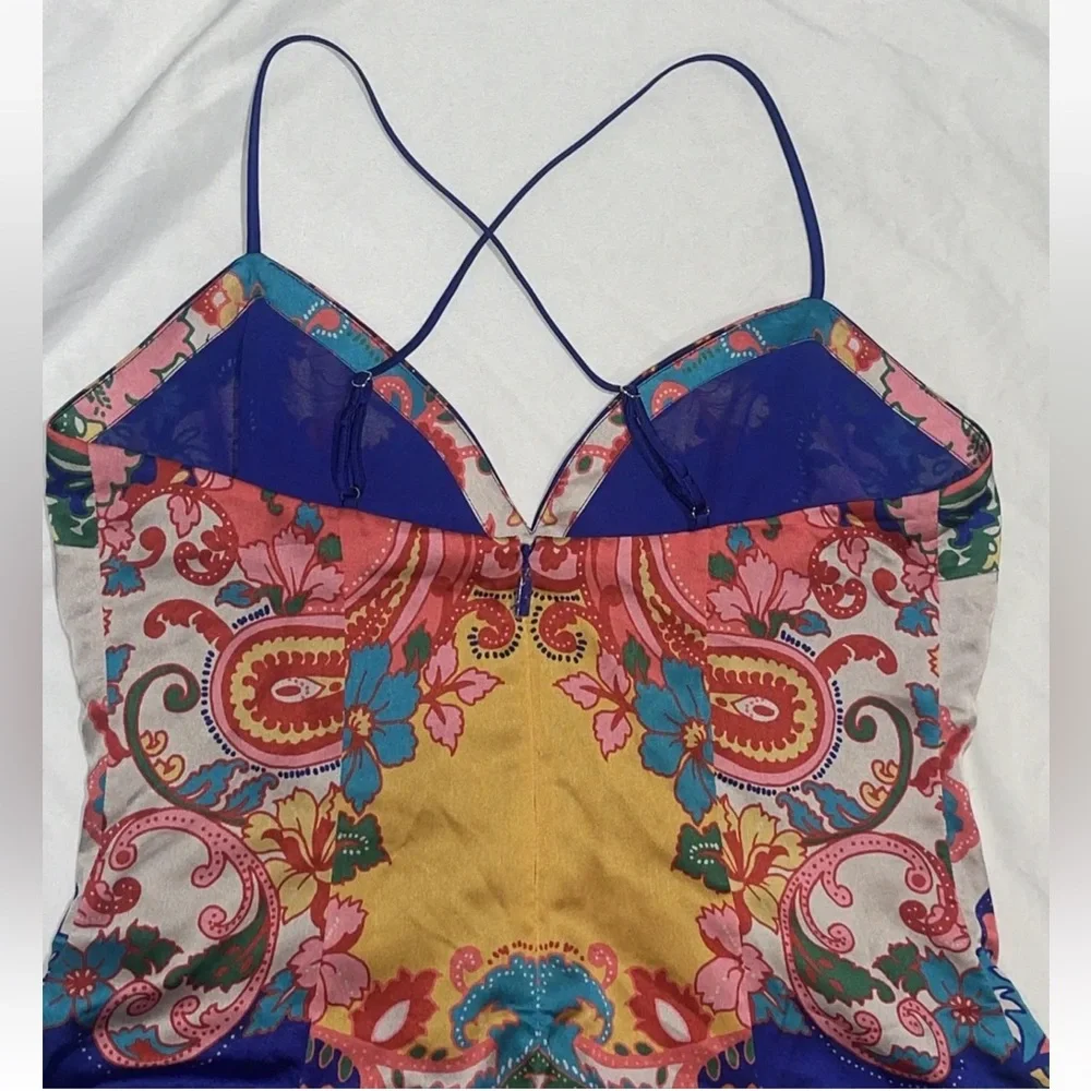 New Guess Marciano Paisley Blissfull Side Slit Maxi Long Dress M 6 $229 - Picture 8 of 9